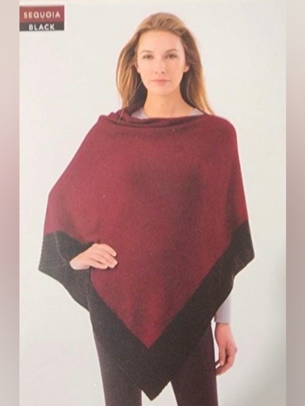 Celeste Wool Cashmere Sequoia Black Two-Tone Poncho